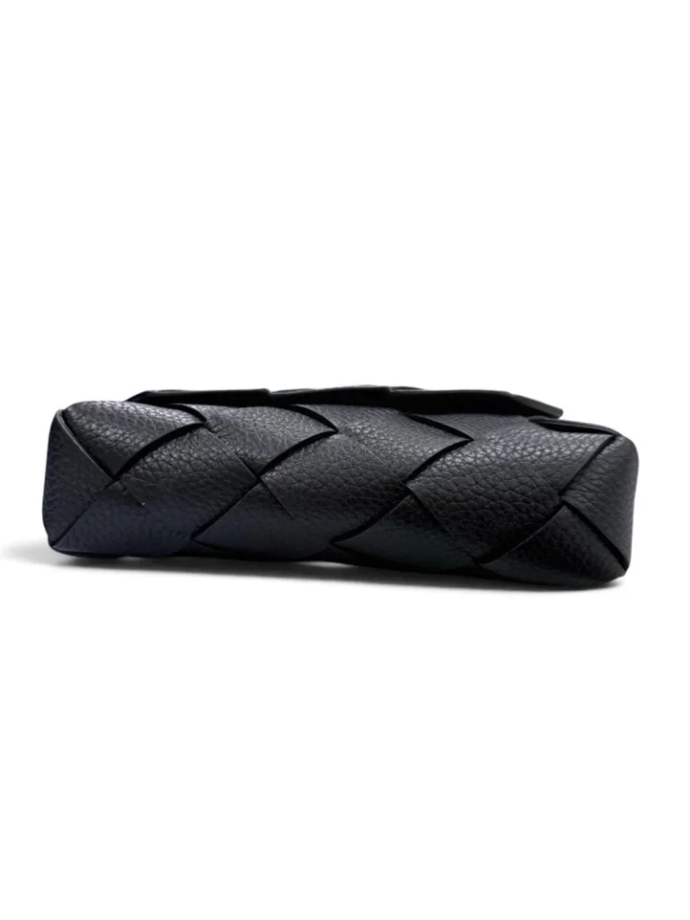 Bottega Veneta Diago Gray Leather Intrecciato Shoulder Bag Black
